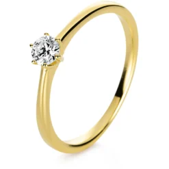 Solitär Ring Damenring 585 Gold Gelbgold Diamant Brillant 0,20 Ct. 6er-Krappe