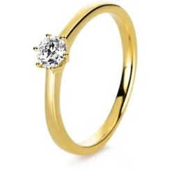 Solitär Ring Damenring 750 Gold Gelbgold Diamant Brillant 0,30 Ct. 6er-Krappe