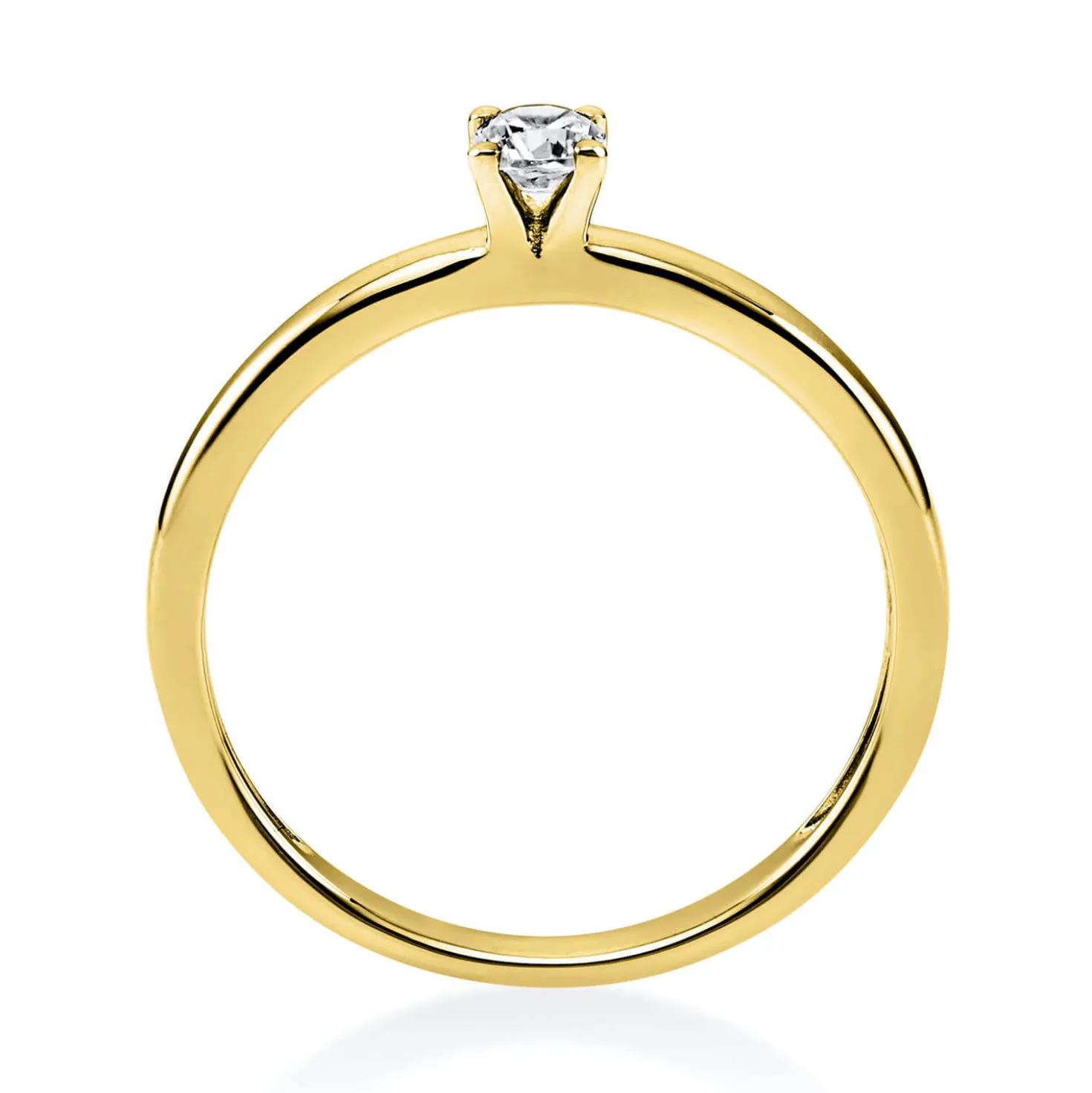 Solitär Ring Damenring 750 Gold Gelbgold mit Diamant Brillant 0,15 Ct 4er-Krappe