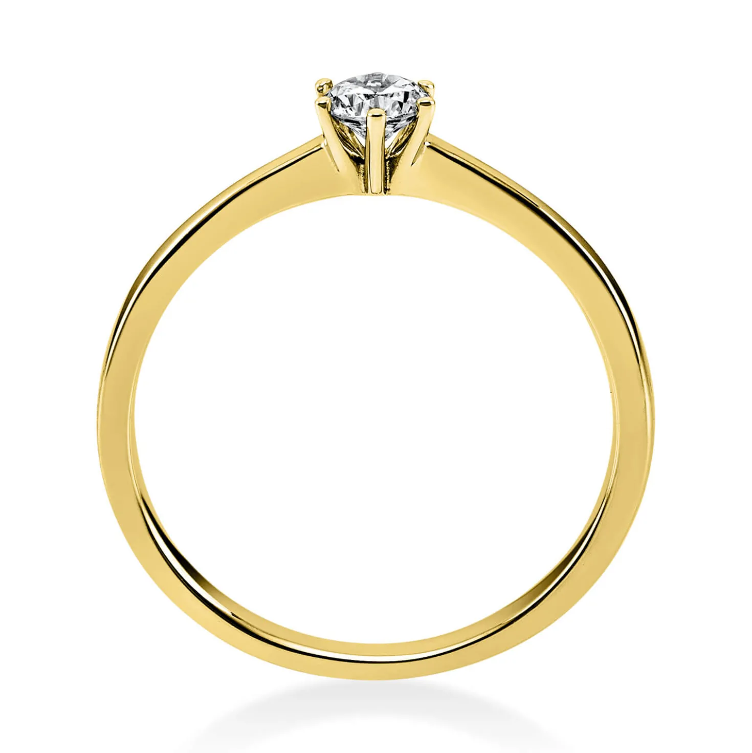 Solitär Ring Damenring 750 Gold Gelbgold Diamant Brillant 0,20 Ct. 6er-Krappe