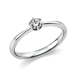 Solitär Ring Damenring 750 Gold Weißgold Diamant Brillant 0,20 Ct. 6er-Krappe