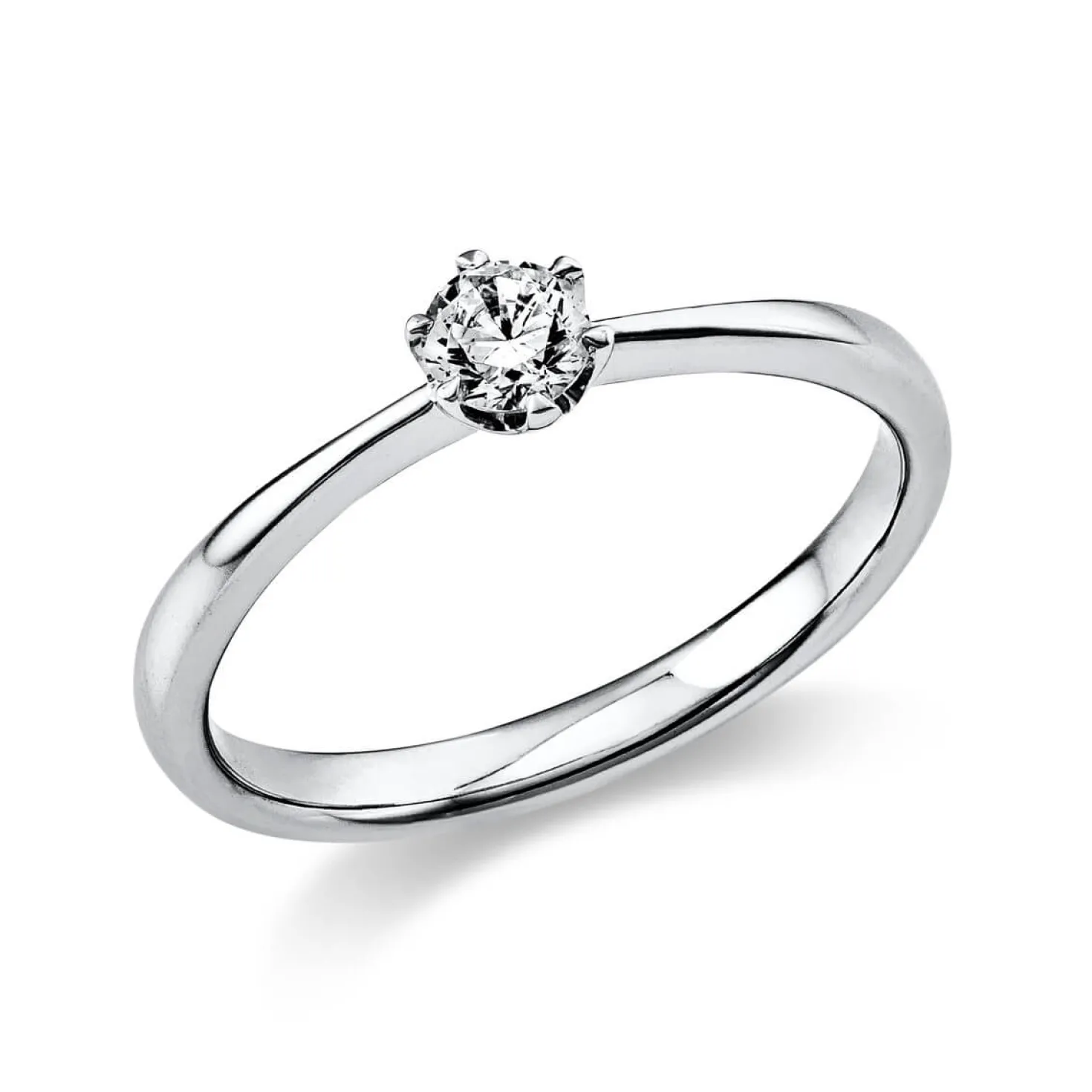 Solitär Ring Damenring 750 Gold Weißgold Diamant Brillant 0,20 Ct. 6er-Krappe