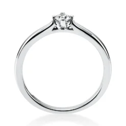 Solitär Ring Damenring 585 Gold Weißgold mit Diamant Brillant 0,15 Ct 4er-Krappe