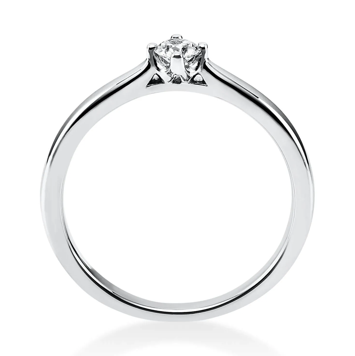 Solitär Ring Damenring 585 Gold Weißgold mit Diamant Brillant 0,15 Ct 4er-Krappe