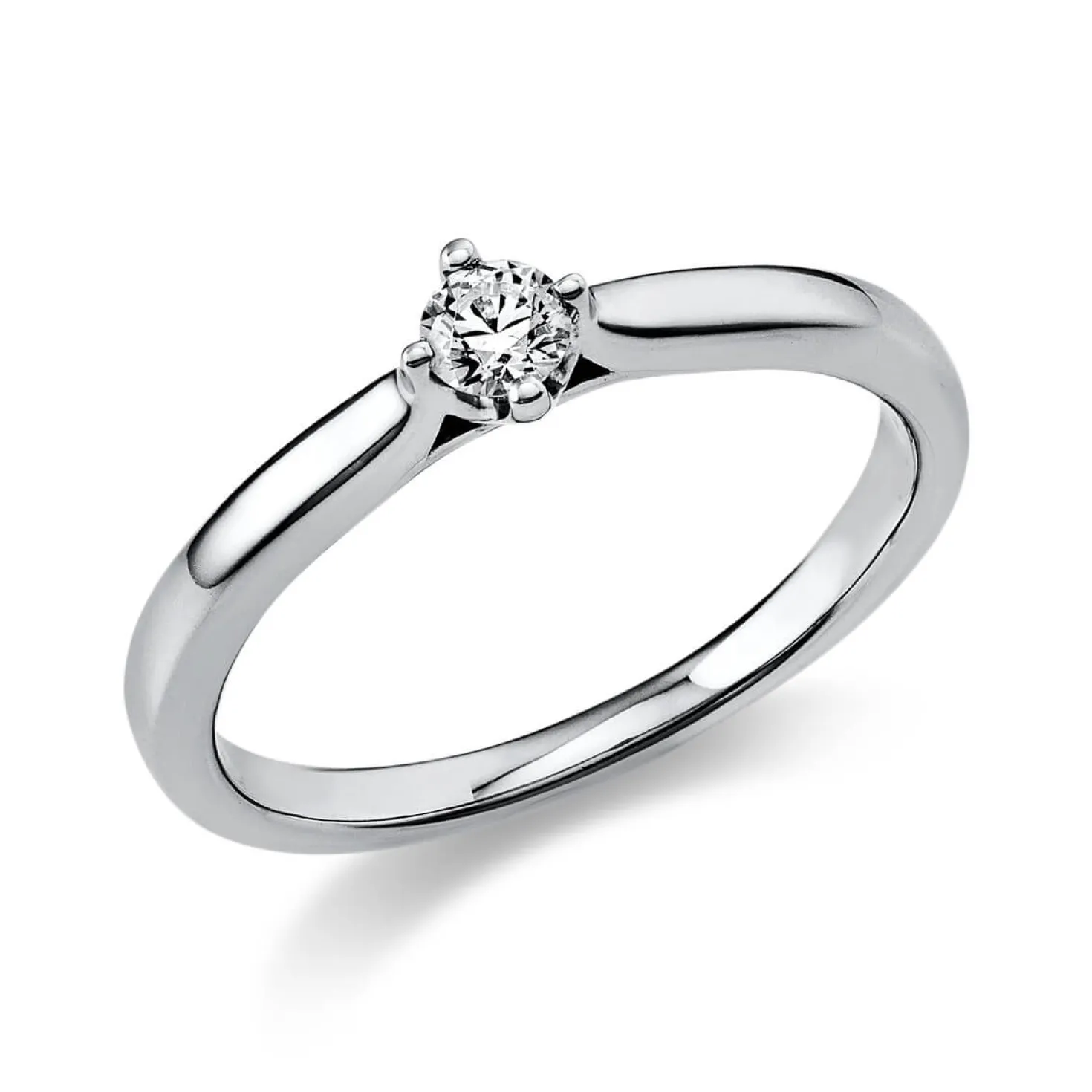 Solitär Ring Damenring 585 Gold Weißgold mit Diamant Brillant 0,15 Ct 4er-Krappe
