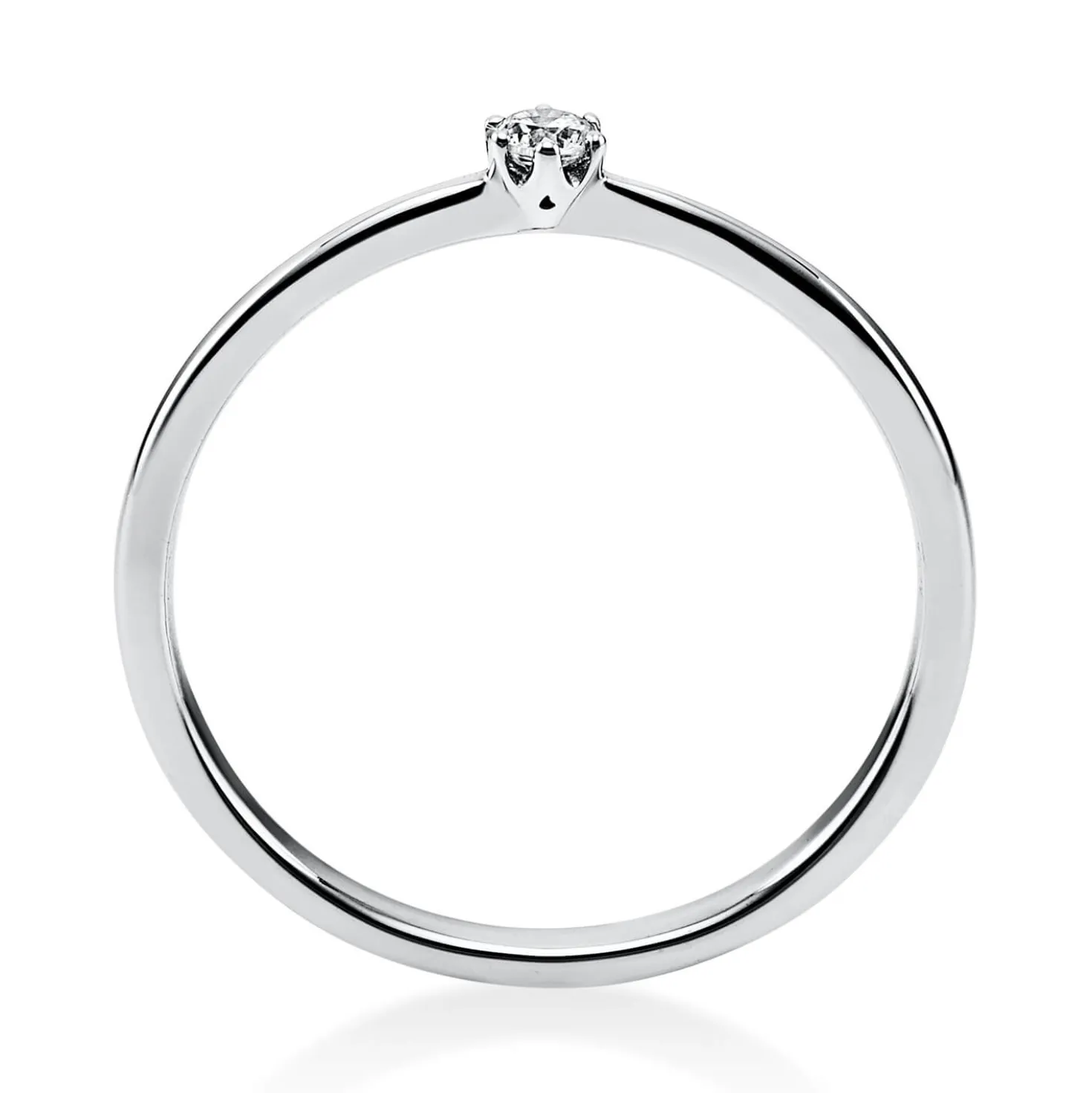 Solitär Ring Damenring 750 Gold Weißgold mit Diamant Brillant 0,05 Ct 6er-Krappe