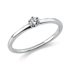 Solitär Ring Damenring 750 Gold Weißgold Diamant Brillant 0,10 Ct. 6er-Krappe