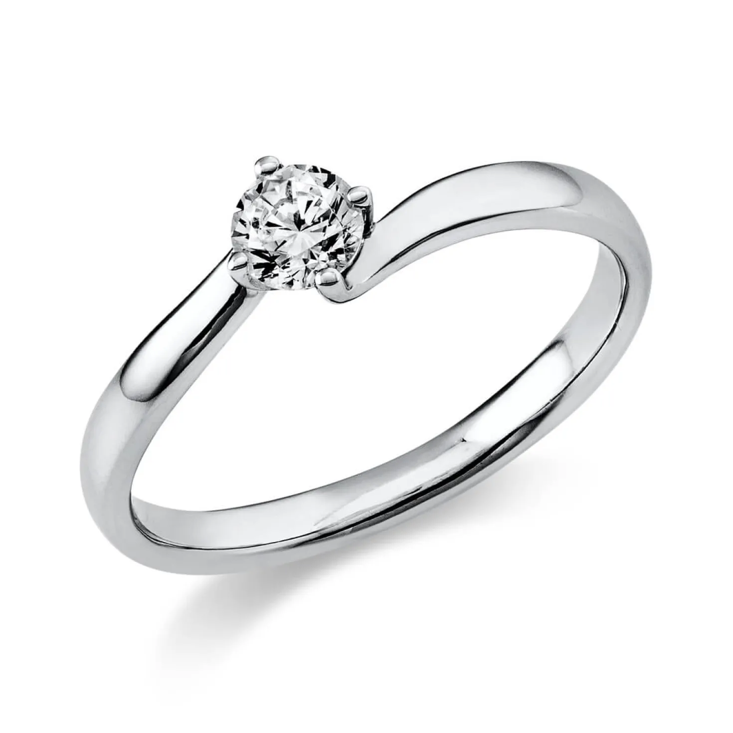 Solitär Ring Damenring 750 Gold Weißgold mit Diamant Brillant 0,25 Ct 4er-Krappe