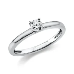Solitär Ring Damenring 585 Gold Weißgold mit Diamant Brillant 0,25 Ct 4er-Krappe