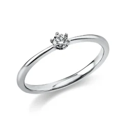 Solitär Ring Damenring 585 Gold Weißgold Diamant Brillant 0,10 Ct. 6er-Krappe