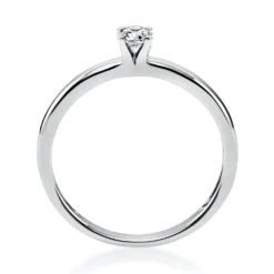Solitär Ring Damenring 750 Gold Weißgold mit Diamant Brillant 0,15 Ct 4er-Krappe