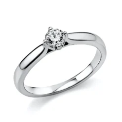 Solitär Ring Damenring 750 Gold Weißgold mit Diamant Brillant 0,25 Ct 4er-Krappe