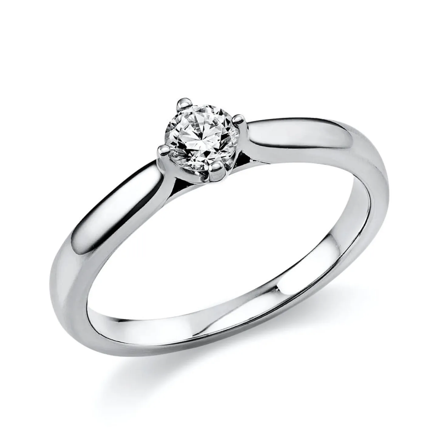Solitär Ring Damenring 750 Gold Weißgold mit Diamant Brillant 0,25 Ct 4er-Krappe