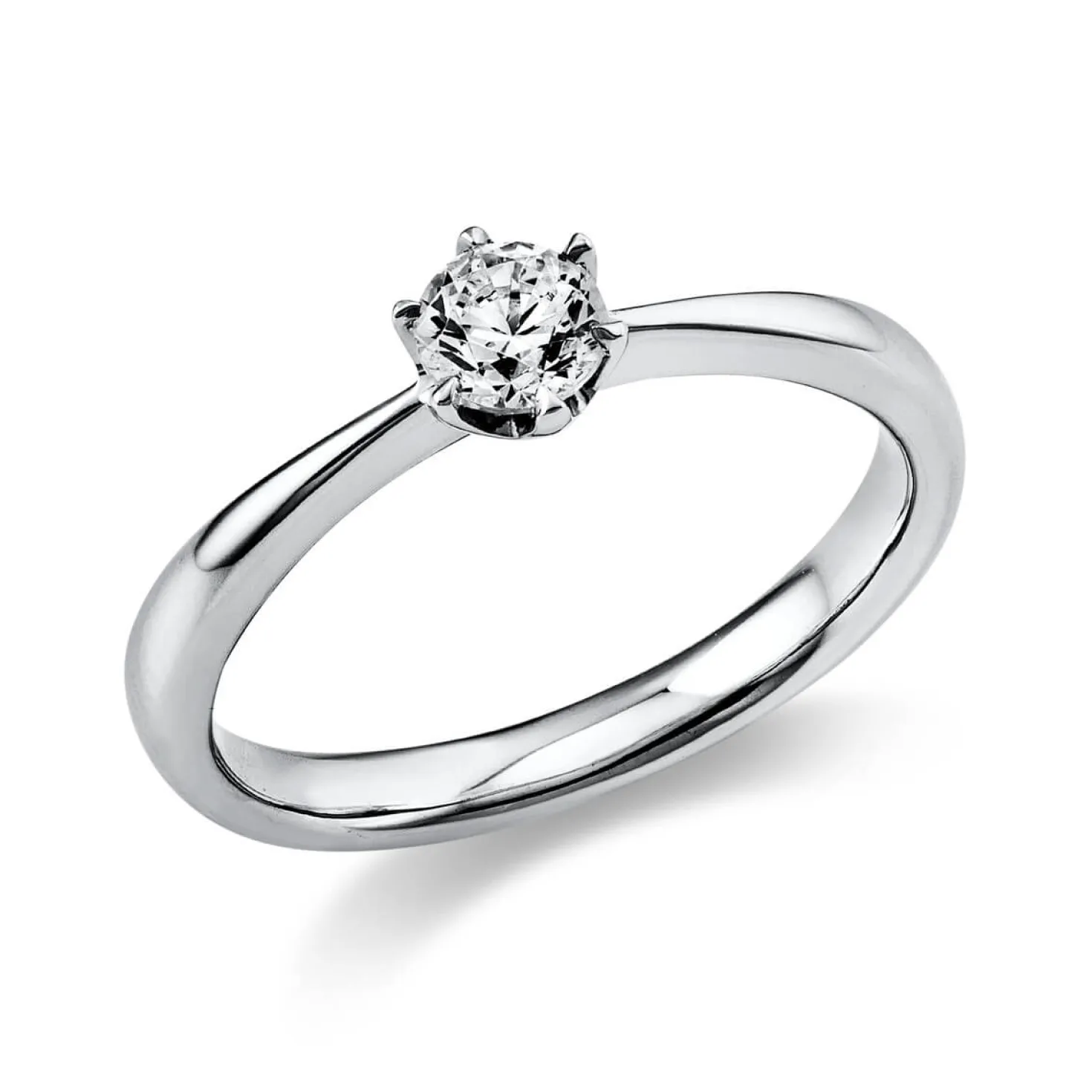 Solitär Ring Damenring 585 Gold Weißgold Diamant Brillant 0,30 Ct. 6er-Krappe