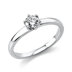 Solitär Ring Damenring 750 Gold Weißgold Diamant Brillant 0,40 Ct. 6er-Krappe