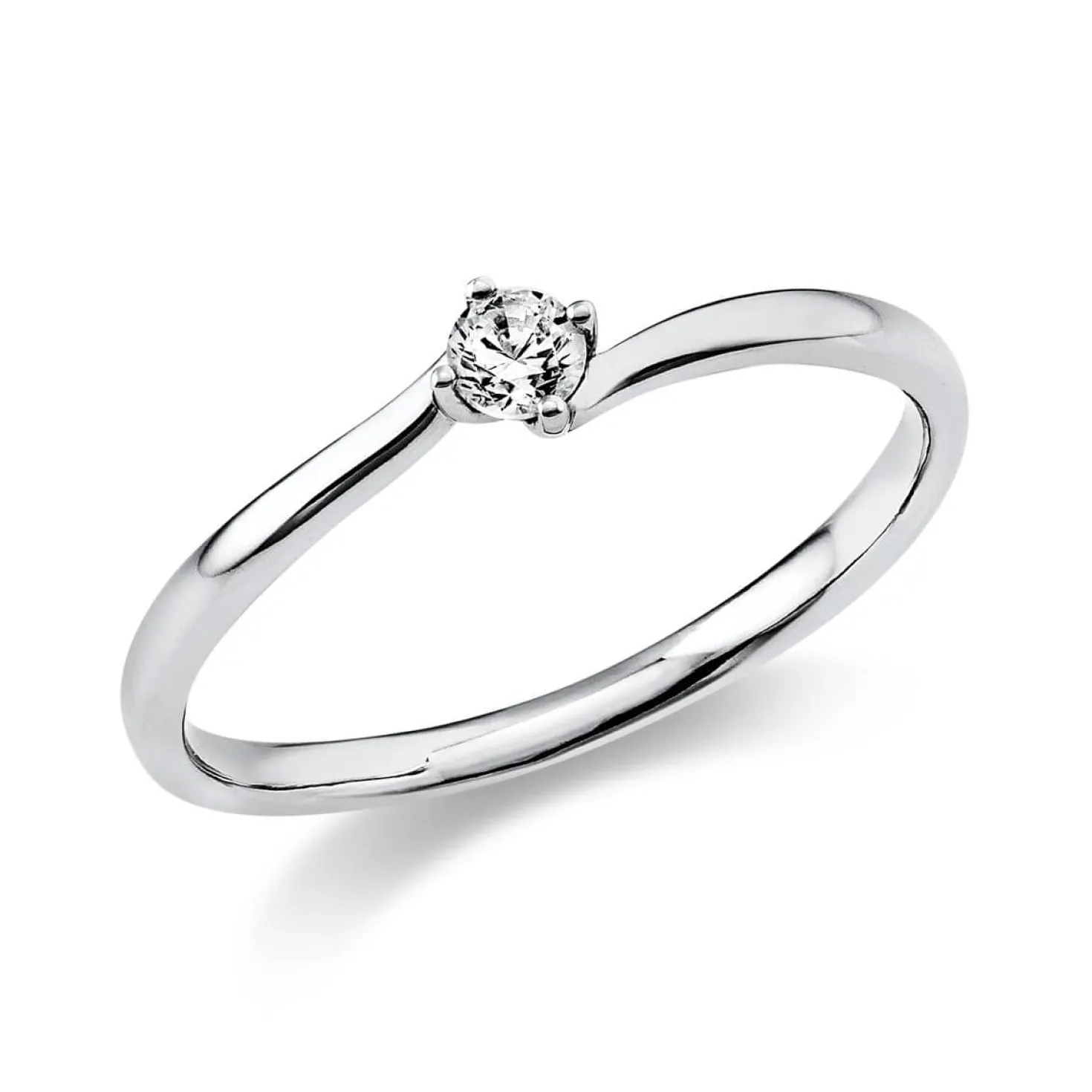 Solitär Ring Damenring 750 Gold Weißgold Diamant Brillant 0,10 Ct. 4er-Krappe
