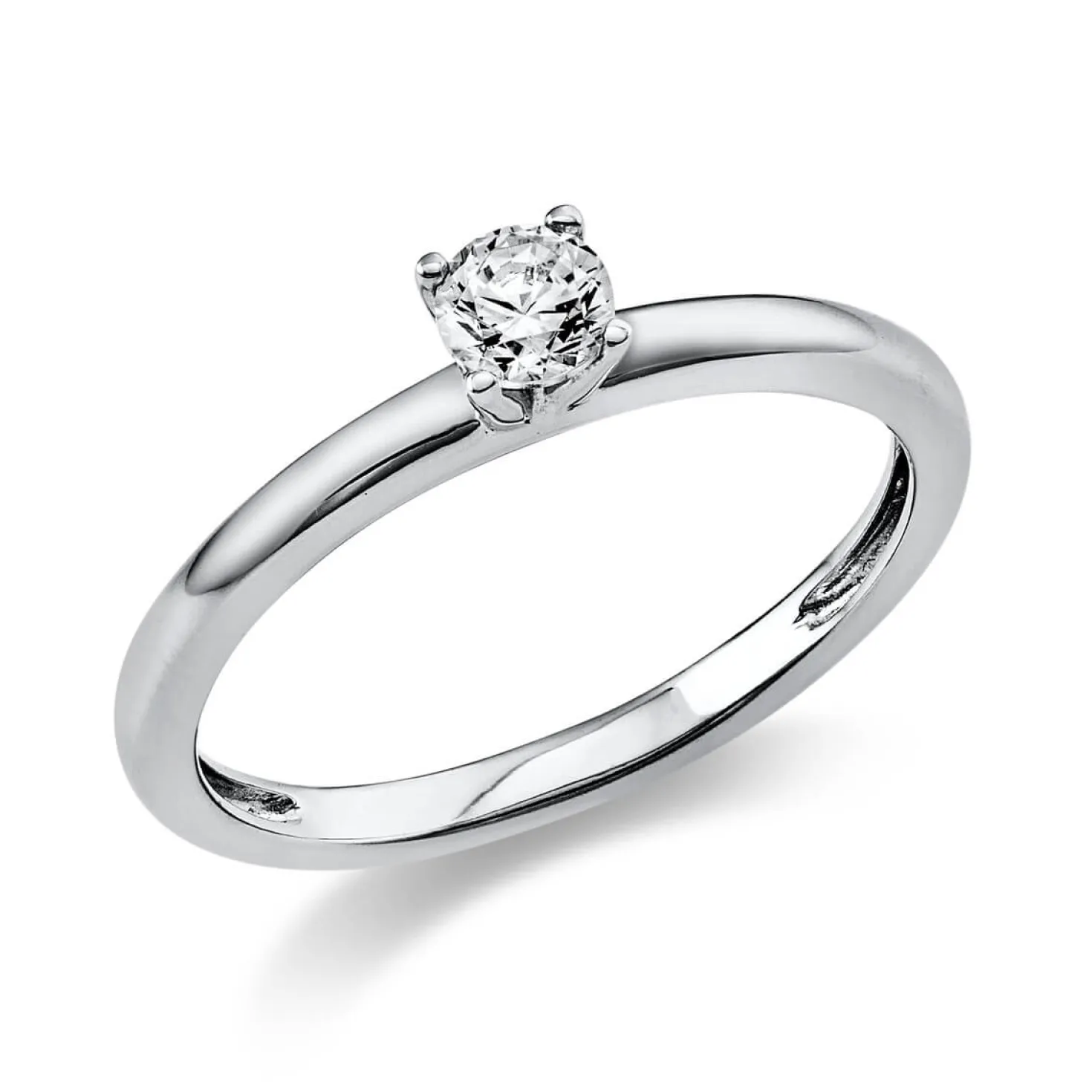 Solitär Ring Damenring 750 Gold Weißgold Diamant Brillant 0,20 Ct. 4er-Krappe