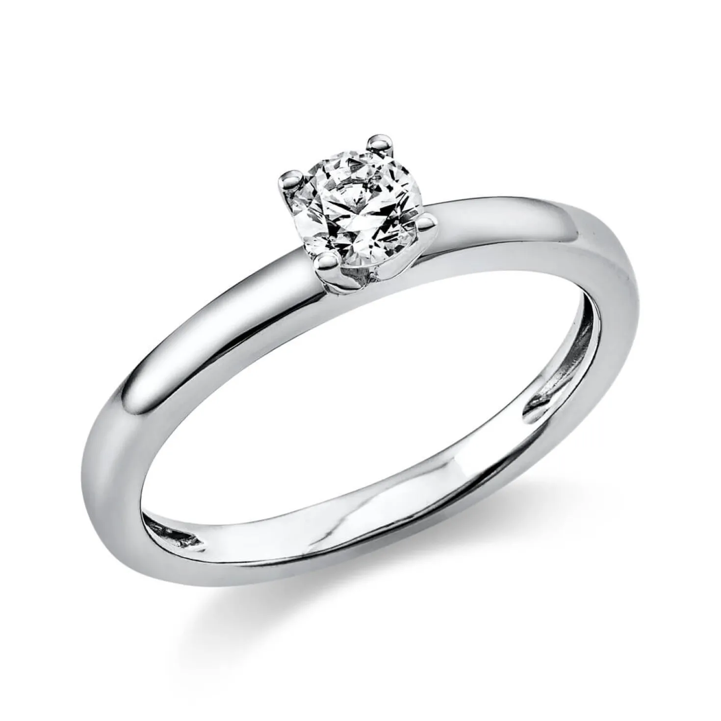 Solitär Ring Damenring 750 Gold Weißgold Diamant Brillant 0,30 Ct. 4er-Krappe