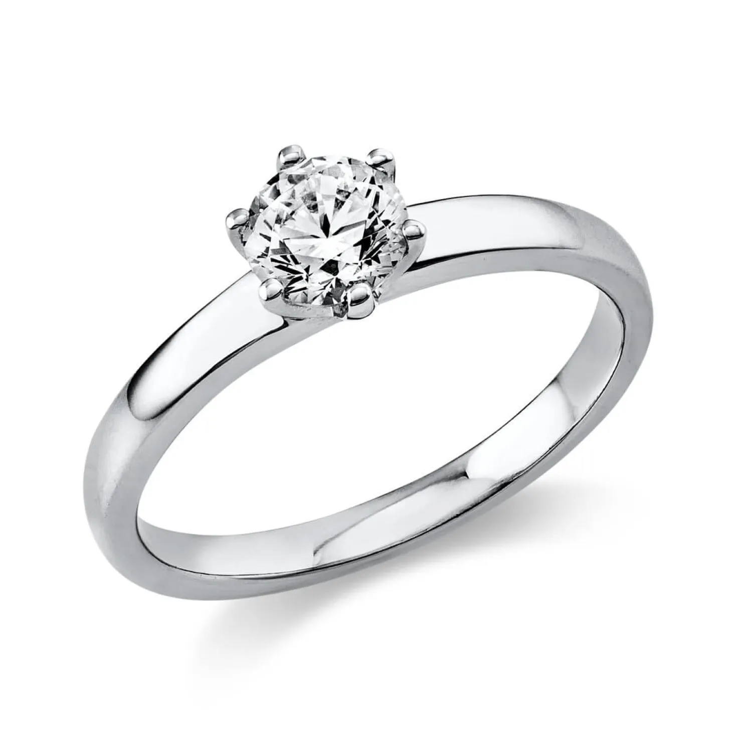 Solitär Ring Damenring 750 Gold Weißgold Diamant Brillant 0,70 Ct. 6er-Krappe