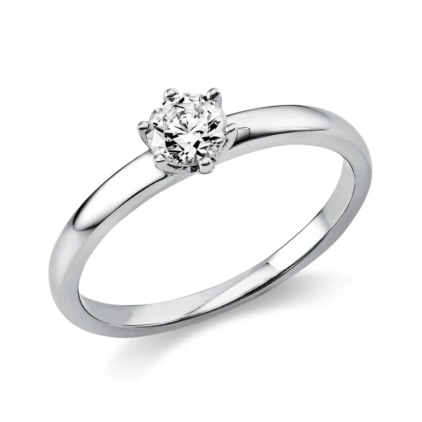 Solitär Ring Damenring 585 Gold Weißgold Diamant Brillant 0,30 Ct. 6er-Krappe
