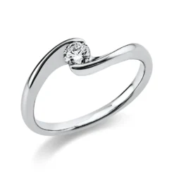 Solitär Ring Damenring 750 Gold Weißgold Diamant Brillant 0,20 Ct. B: 2,2mm