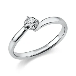 Solitär Ring Damenring 585 Gold Weißgold mit Diamant Brillant 0,25 Ct 4er-Krappe