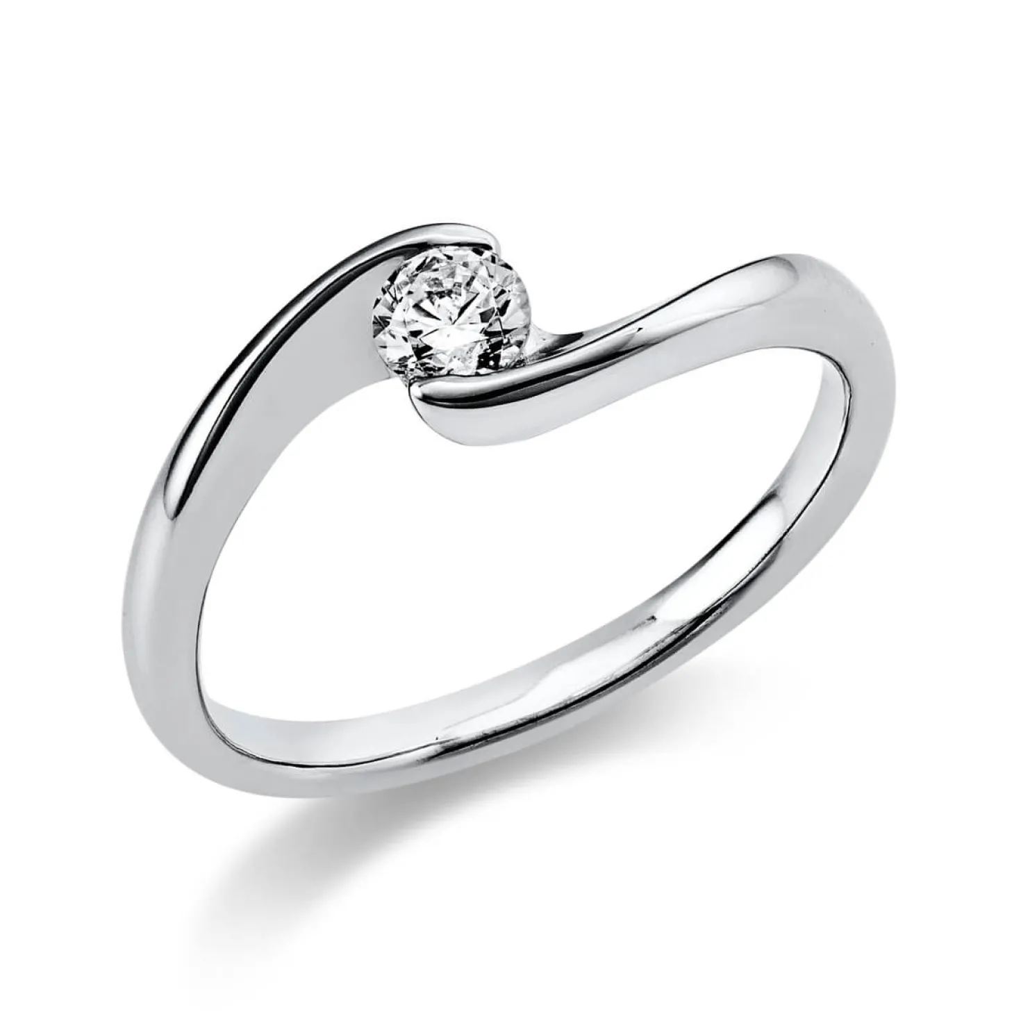 Solitär Ring Damenring 585 Gold Weißgold Diamant Brillant 0,20 Ct. B: 2,2mm
