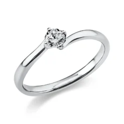 Solitär Ring Damenring 750 Gold Weißgold Diamant Brillant 0,20 Ct. 4er-Krappe