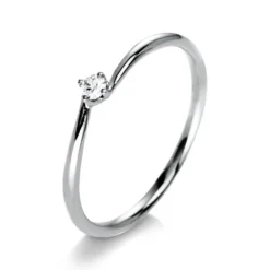 Solitär Ring Damenring 750 Gold Weißgold mit Diamant Brillant 0,05 Ct 4er-Krappe