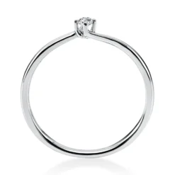 Solitär Ring Damenring 750 Gold Weißgold mit Diamant Brillant 0,05 Ct 4er-Krappe