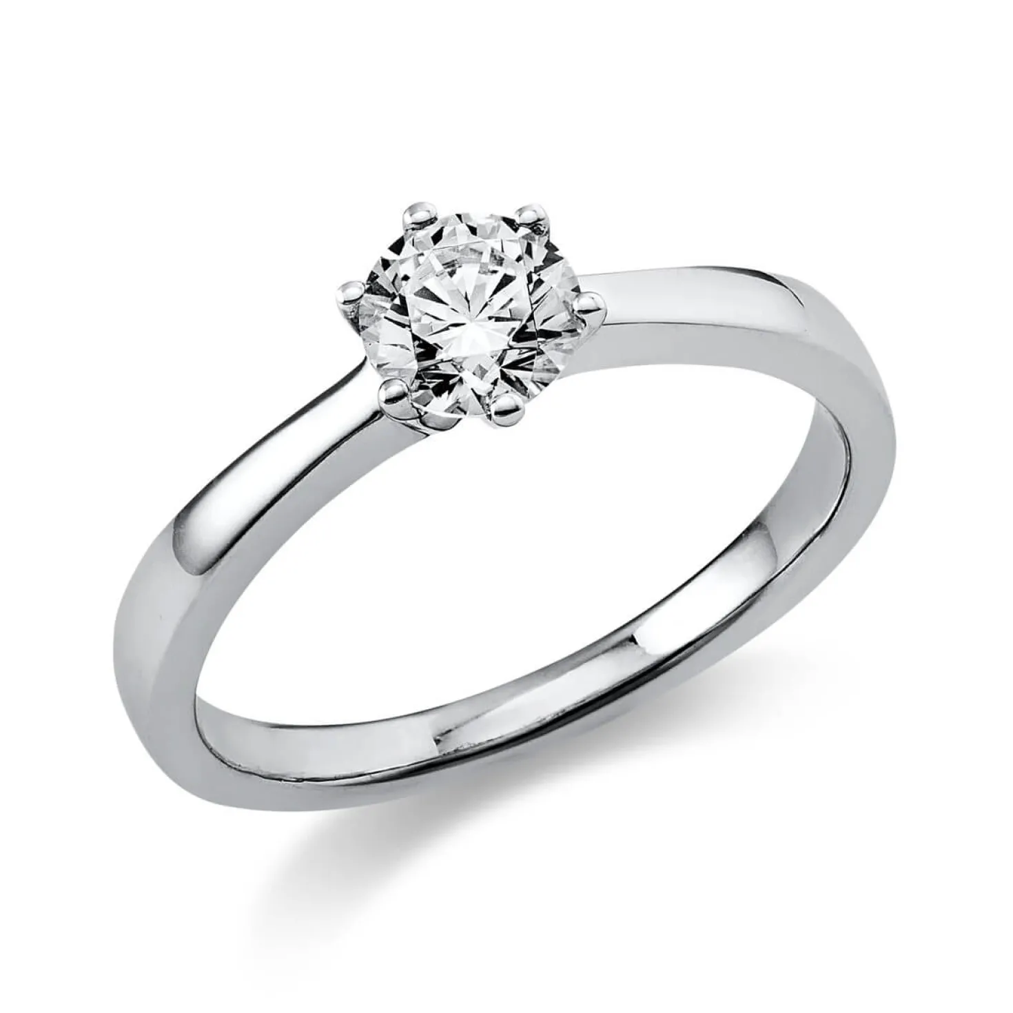 Solitär Ring Damenring 750 Gold Weißgold Diamant Brillant 0,50 Ct. 6er-Krappe