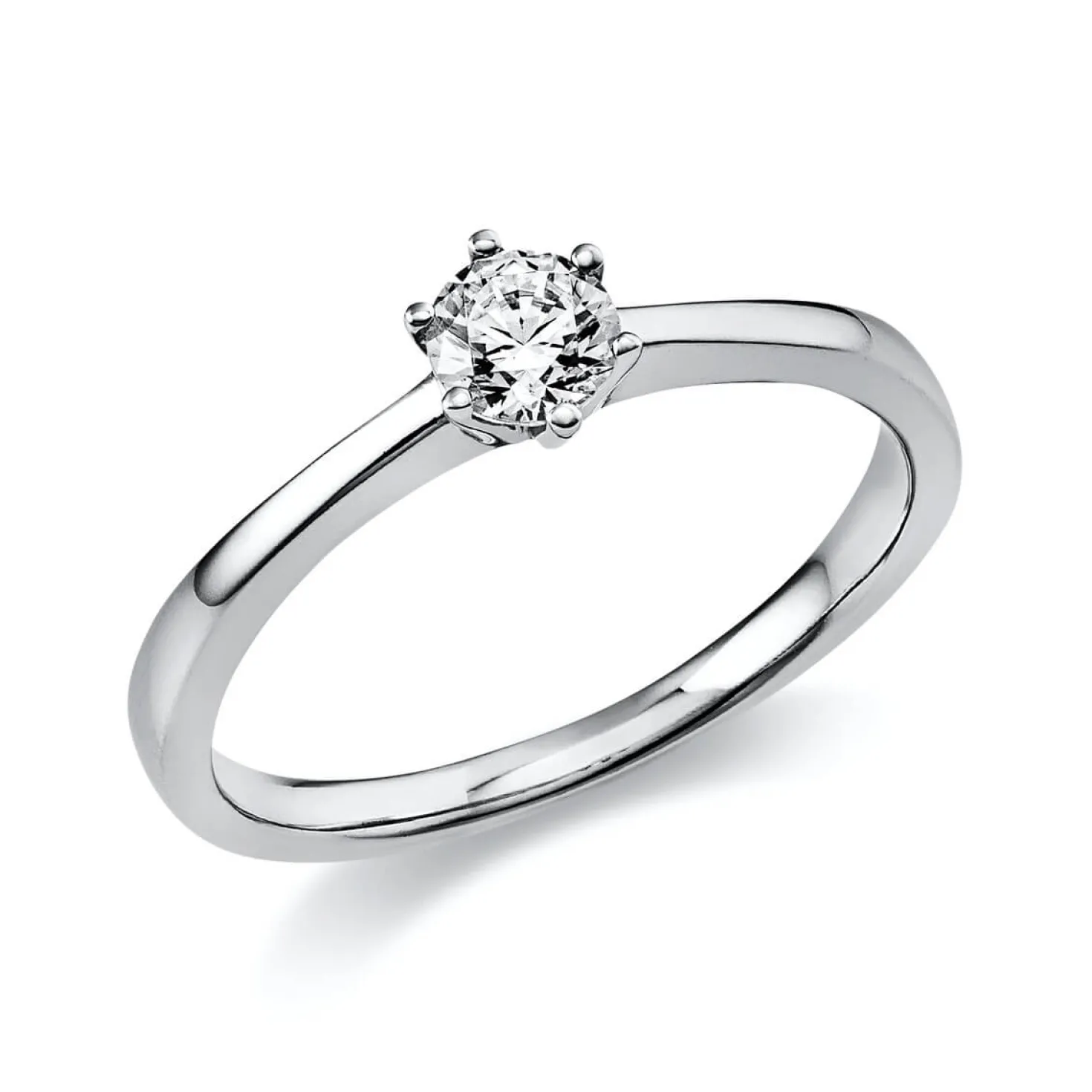 Solitär Ring Damenring 750 Gold Weißgold Diamant Brillant 0,30 Ct. 6er-Krappe