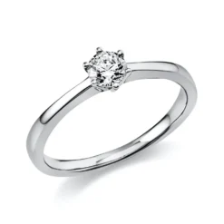 Solitär Ring Damenring 585 Gold Weißgold Diamant Brillant 0,30 Ct. 6er-Krappe