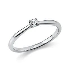Solitär Ring Damenring 750 Gold Weißgold Diamant Brillant 0,10 Ct. 4er-Krappe