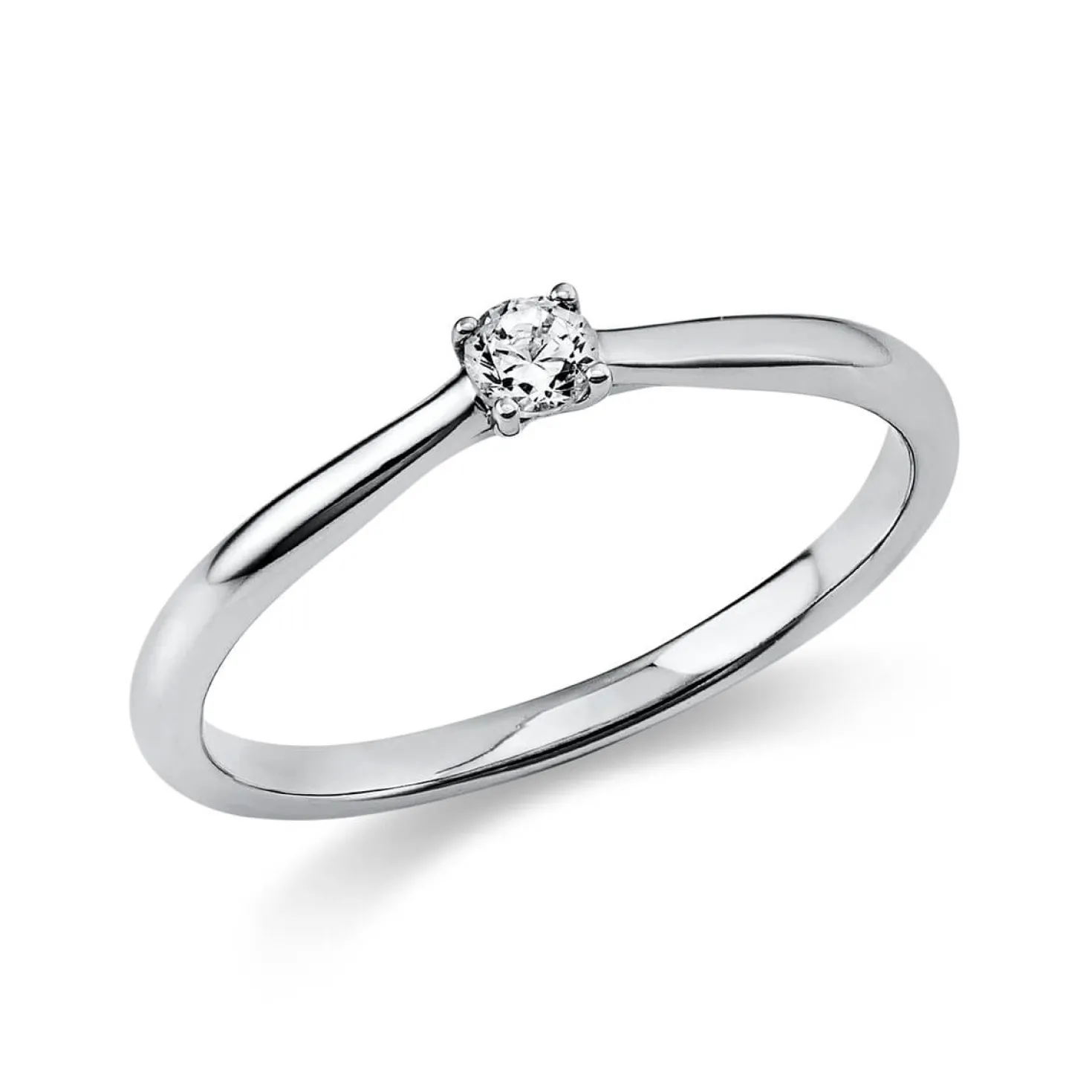 Solitär Ring Damenring 750 Gold Weißgold Diamant Brillant 0,10 Ct. 4er-Krappe