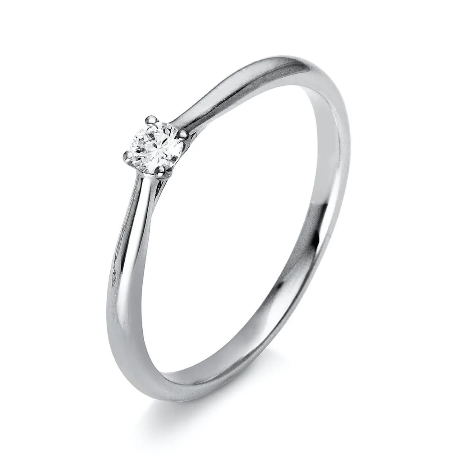 Solitär Ring Damenring 750 Gold Weißgold Diamant Brillant 0,10 Ct. 4er-Krappe