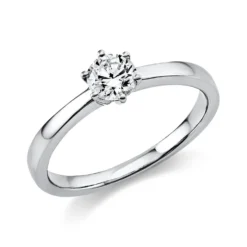 Solitär Ring Damenring 750 Gold Weißgold Diamant Brillant 0,40 Ct. 6er-Krappe