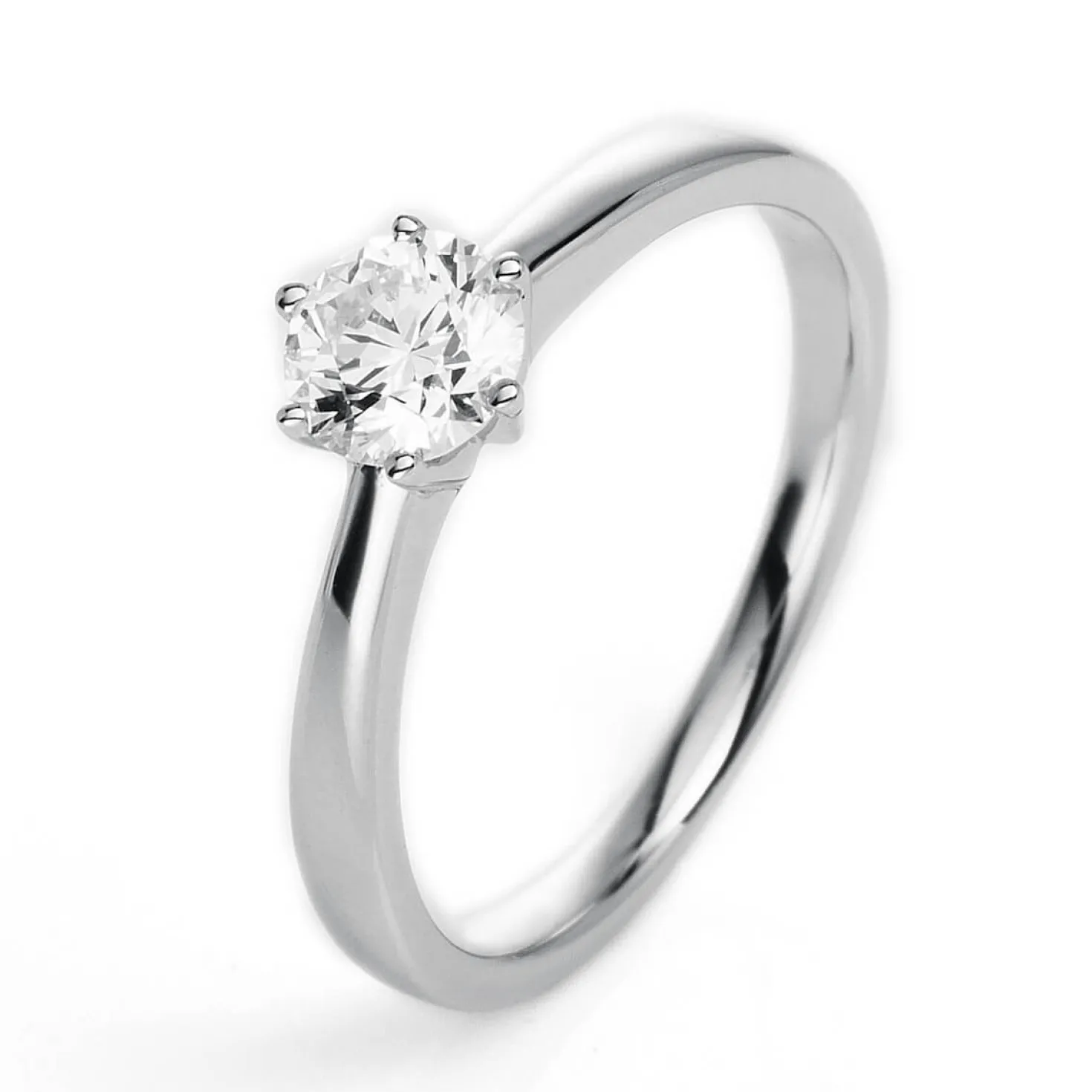 Solitär Ring Damenring 750 Gold Weißgold Diamant Brillant 0,40 Ct. 6er-Krappe