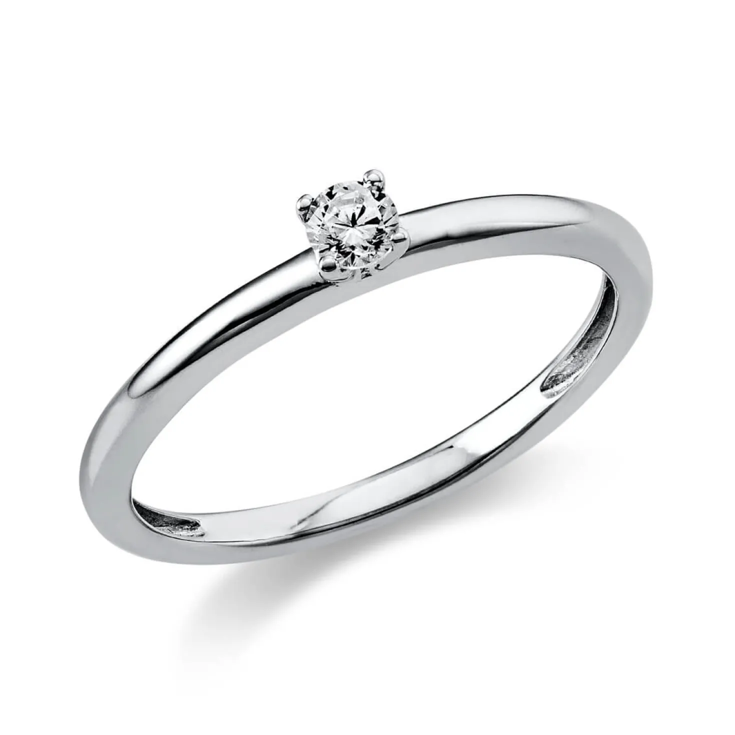 Solitär Ring Damenring 585 Gold Weißgold Diamant Brillant 0,10 Ct. 4er-Krappe