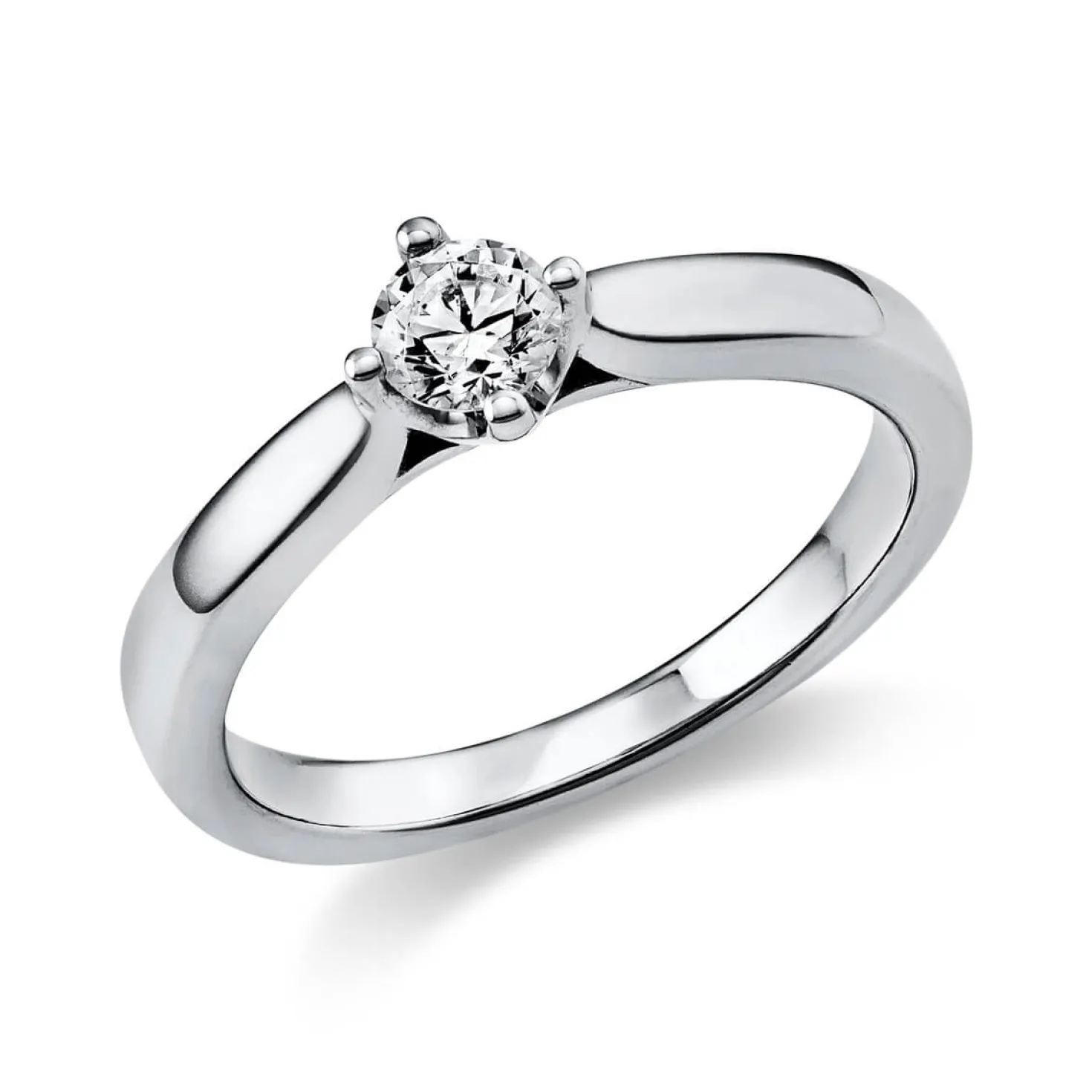 Solitär Ring Damenring 950 Platin Diamant Brillant 0,30 Ct. 4er-Krappe B: 2,4mm