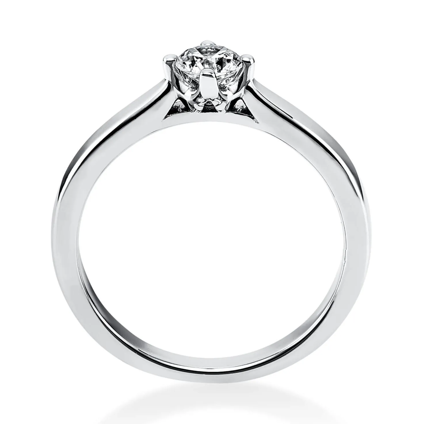Solitär Ring Damenring 950 Platin Diamant Brillant 0,30 Ct. 4er-Krappe B: 2,4mm