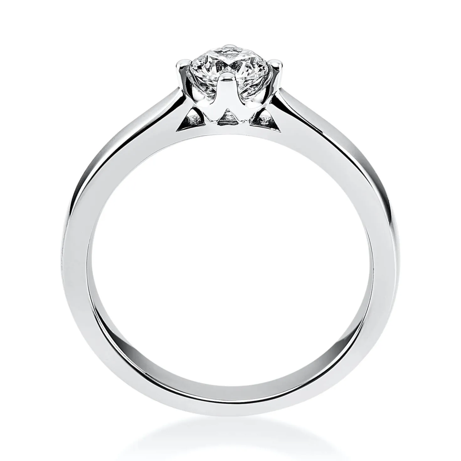 Solitär Ring Damenring 950 Platin Diamant Brillant 0,50 Ct. 4er-Krappe B: 2,6mm
