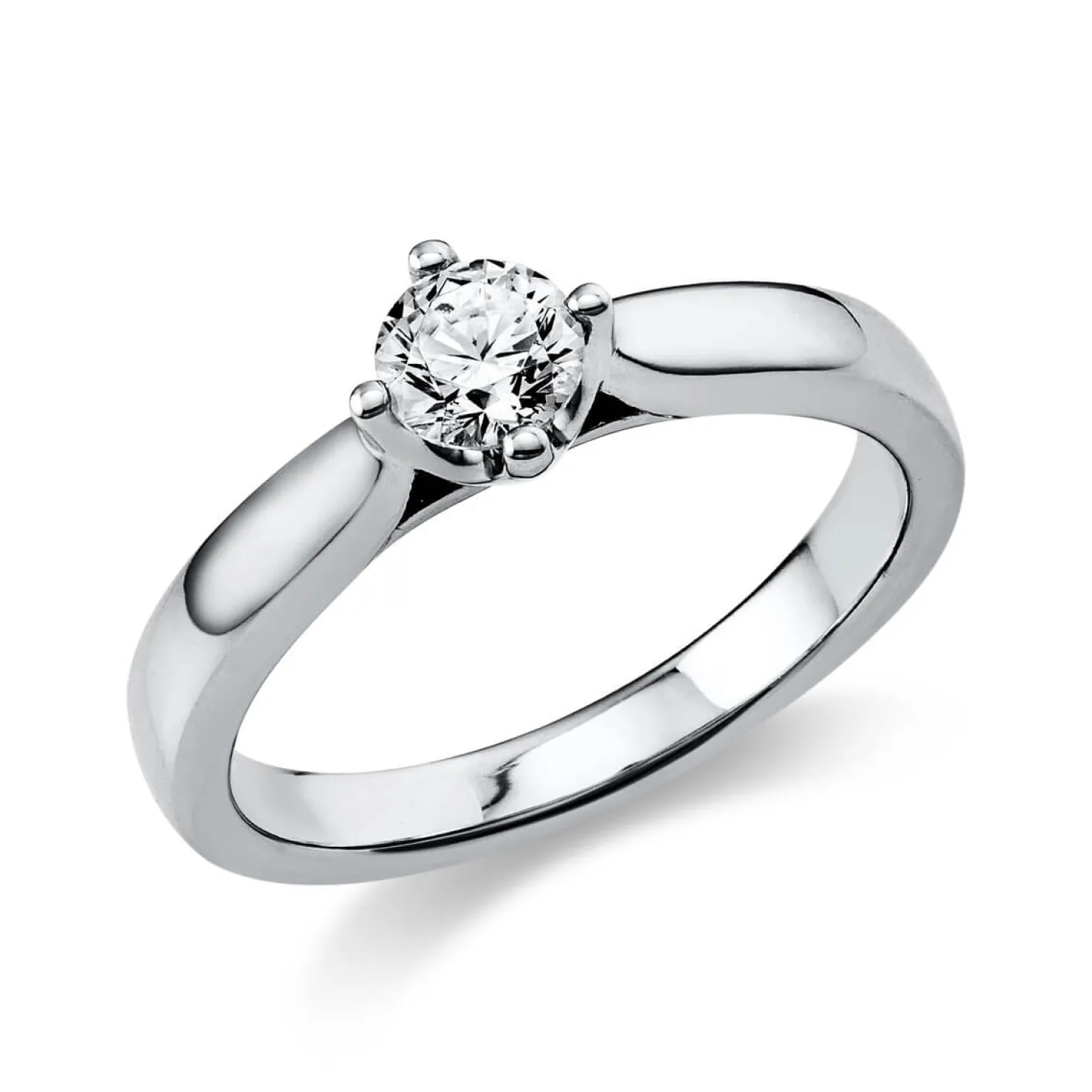 Solitär Ring Damenring 950 Platin Diamant Brillant 0,50 Ct. 4er-Krappe B: 2,6mm