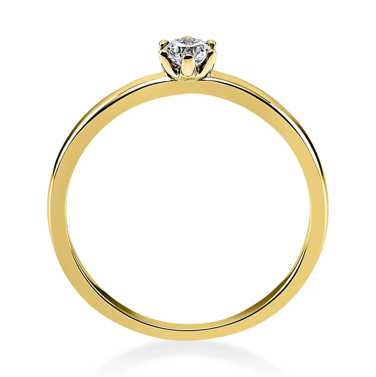 Solitär Ring 750 Gold Gelbgold Brillant 0,15 Ct B: 10,6mm, H: 10,5mm, S: 2,8mm