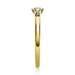 Solitär Ring 585 Gold Gelbgold Brillant 0,15 Ct H: 10,5mm, B: 10,6mm, S: 2,8mm