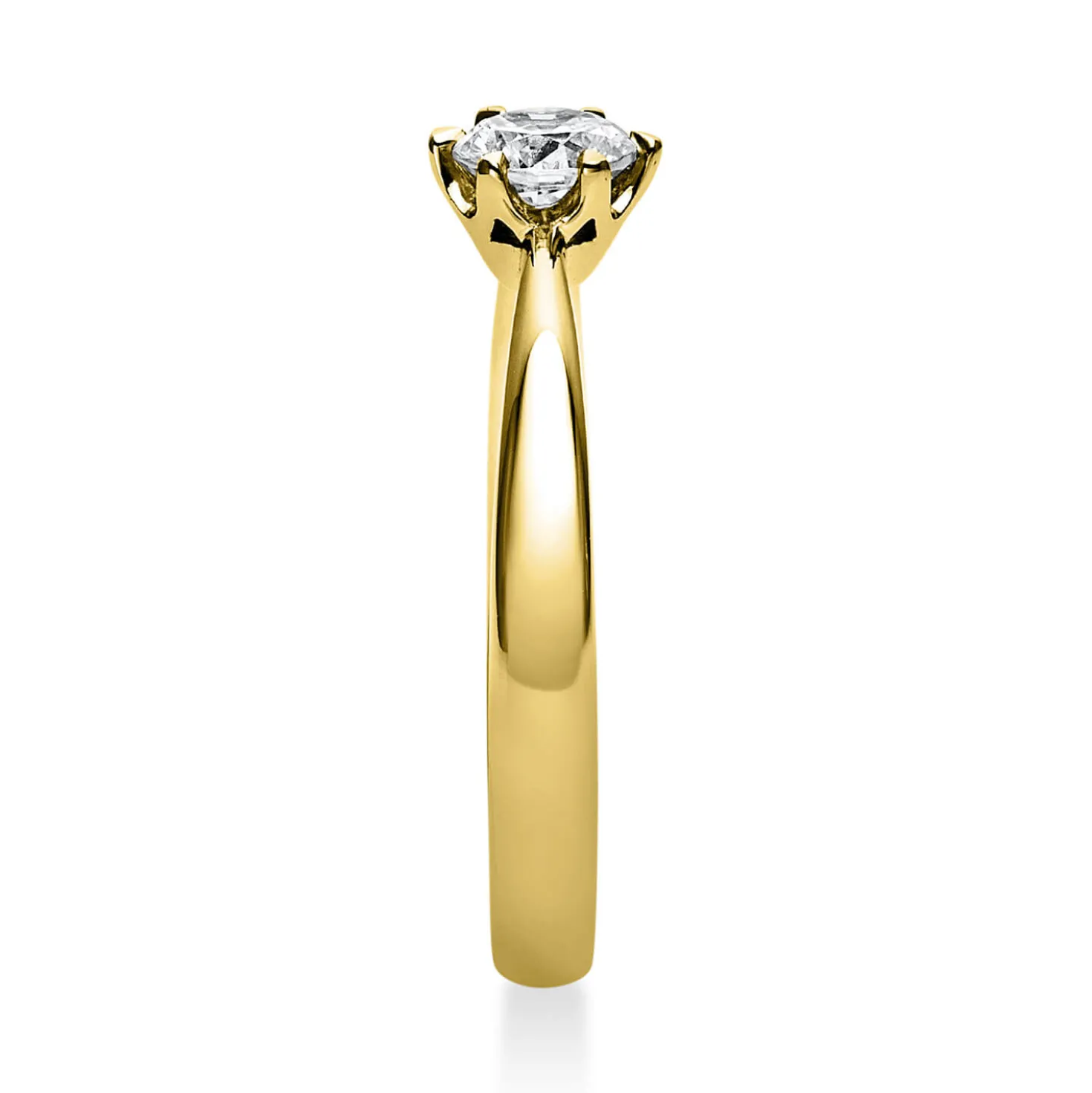 Solitär Ring 750 Gold Gelbgold Diamant Brillant 0,40 Ct. 6er-Krappe B: 2,8mm
