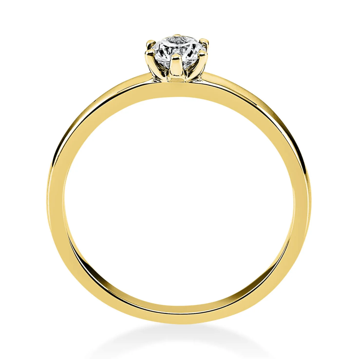 Solitär Ring 585 Gold Gelbgold Diamant Brillant 0,25 Ct 6er-Krappe B: 1,7mm
