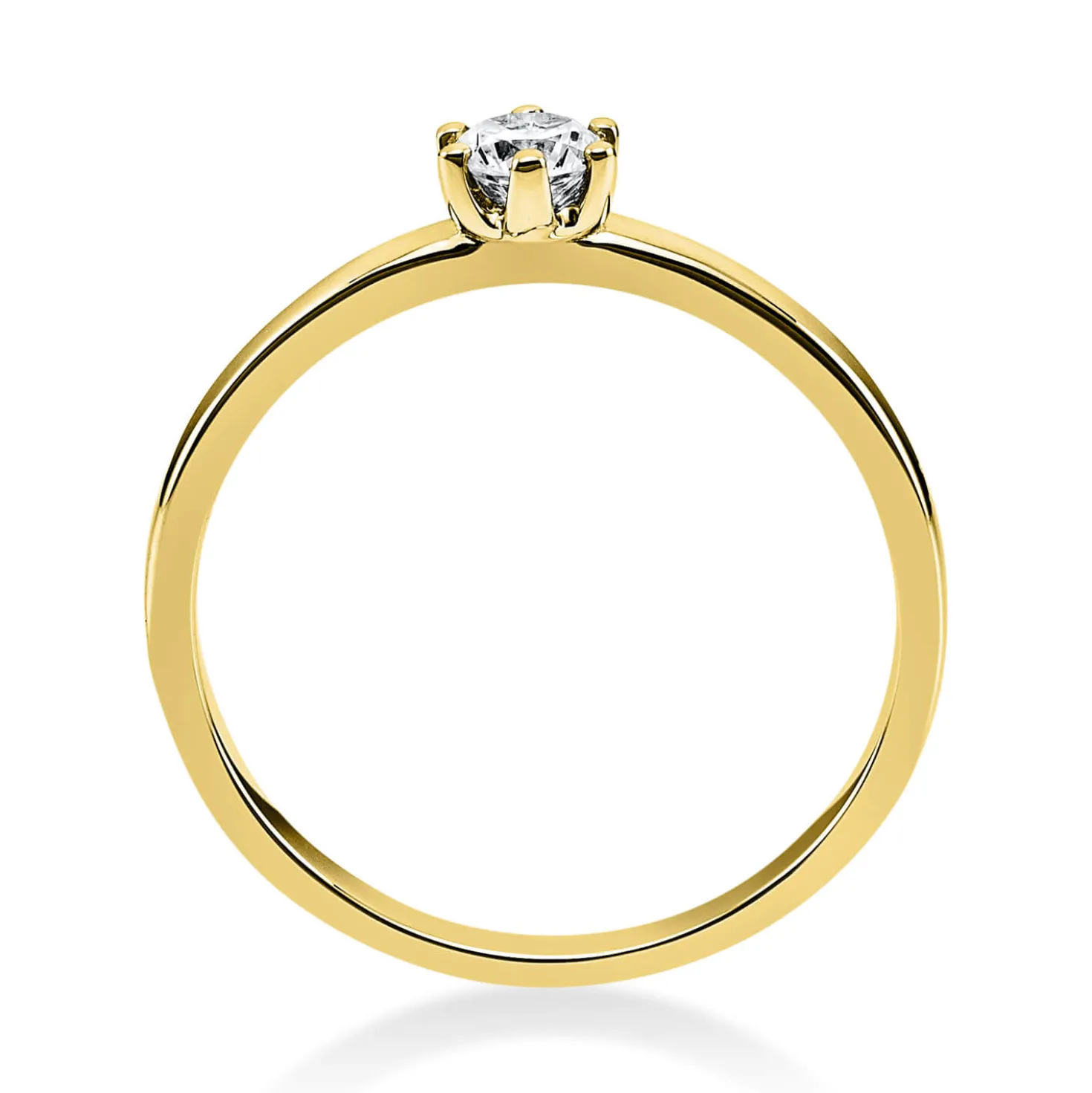 Solitär Ring 585 Gold Gelbgold Diamant Brillant 0,20 Ct. 6er-Krappe B: 1,7mm