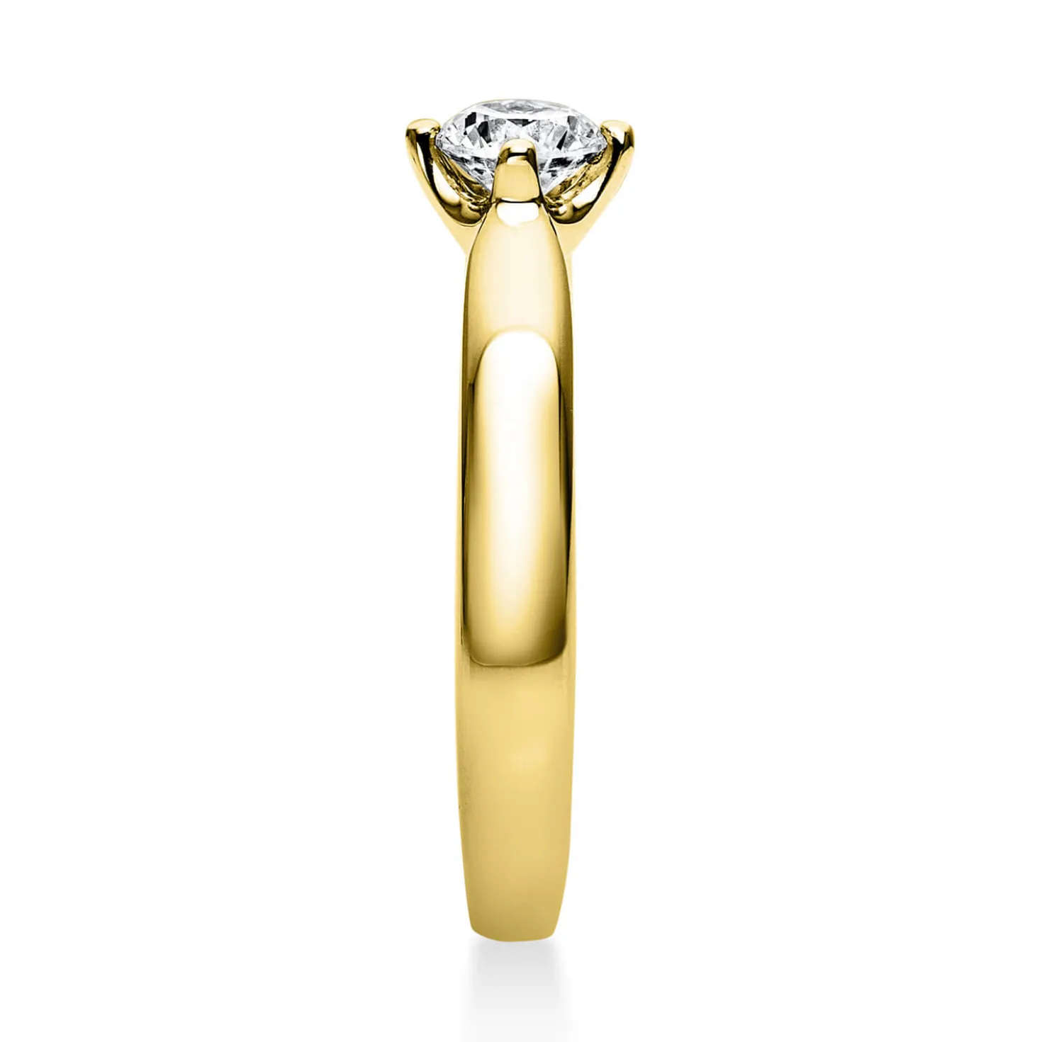 Solitär Ring 585 Gold Gelbgold Diamant Brillant 0,50 Ct. 4er-Krappe B: 2,6mm