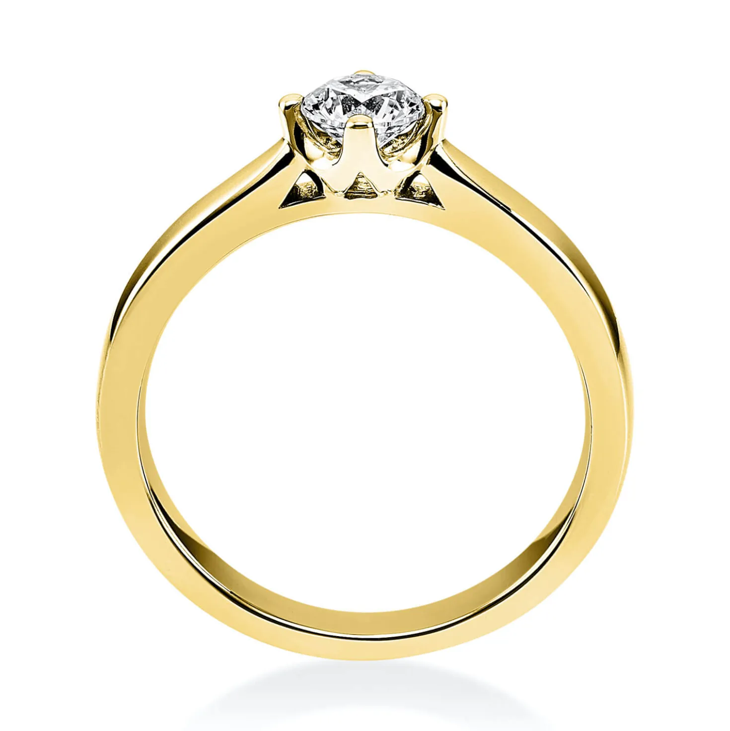 Solitär Ring 750 Gold Gelbgold Diamant Brillant 0,50 Ct. 4er-Krappe B: 2,6mm